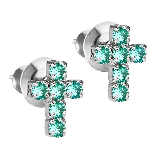 картинка Пусеты Moreti mini, кристалл голубой, г/п: родий, 0,9х0,6 см, Чехия Anabel Crystal 5540-0867-7196 ювелирный  магазин Калина являющийся официальным дистрибьютором в России 