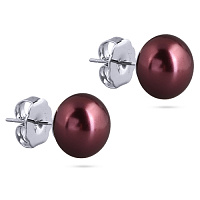 Пусеты (майорка 12 мм бургунди, г/п: родий) Uvelina MG00 0009R-16E