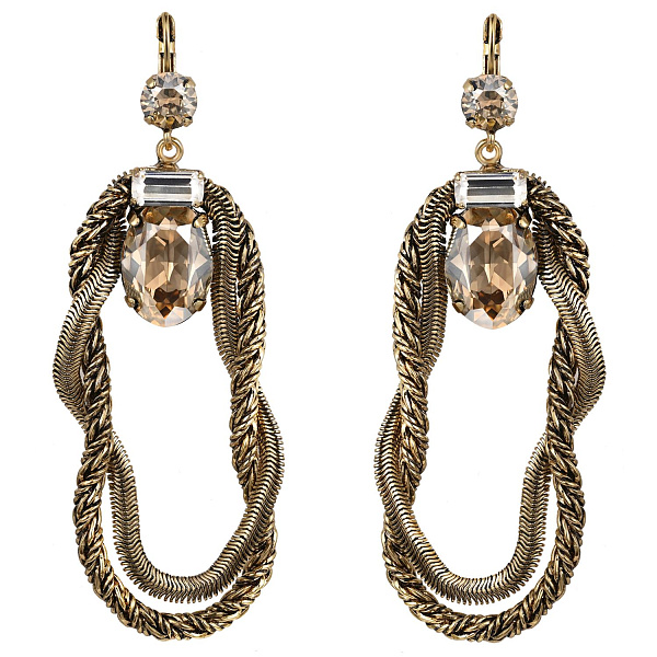 Серьги Жгуты (кристалл медовый, 9х2,7 см, 32 гр.) Италия Claudio Canzian 002 02 021