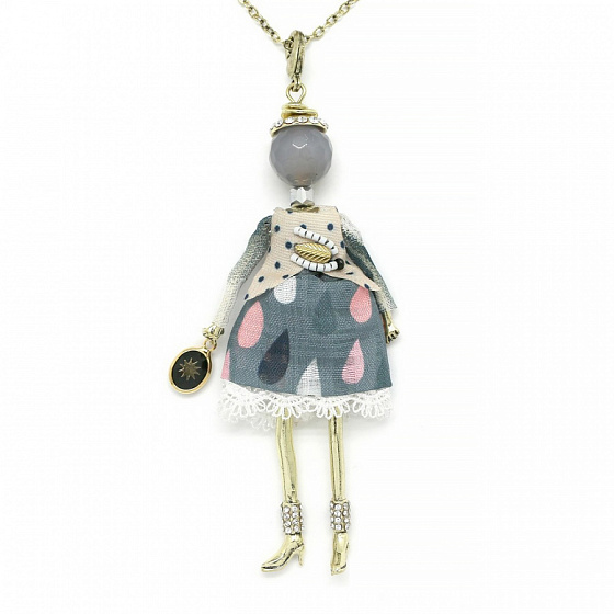 картинка Подвеска (кукла Глория, в платье и бежевой жилетке, золотистый) MIA-2602-CL5579 Франция MiAmelie ювелирный  магазин Калина являющийся официальным дистрибьютором в России 