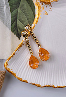 Серьги (кристалл цвета манго, 5,2х1,3 см, 12 гр. г/п: золото) Италия  Claudio Canzian 002 02 408