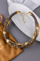 Колье (хлопковая нить -бежевая, г/п: золото, 49х2,5 см) Греция Kalliope 002 05 060