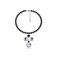 Чокер с Крестом (Агат, перламутр, кристаллы, г/п: родий) 6600 Испания SI00 0044-02c Uvelina