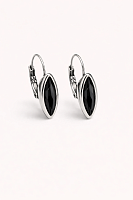 Серьги Ciclon 264603-01 (кристалл черный, г/п: серебро, 2.3х0.7 см) Испания Vaina 