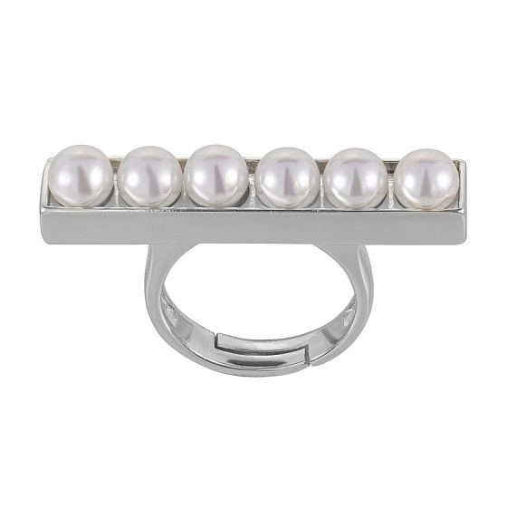 картинка Кольцо (Майорка белая, г/п: родий, регулируется) Испания Madreperla 020 01 050 ювелирный  магазин Калина являющийся официальным дистрибьютором в России 