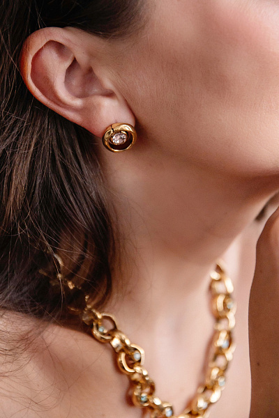 Серьги (кристаллы персиковые, 1,6х1,6 см, 10 гр.) Италия Claudio Canzian 002 02 804