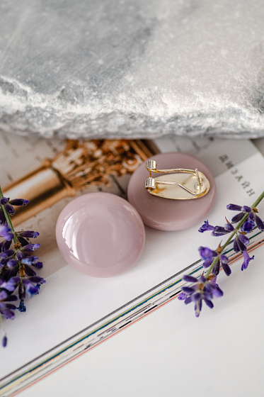 картинка Пусеты Sfera пудро-розовые 2,5x2,5 см Италия ENZO BENZO  ювелирный  магазин Калина являющийся официальным дистрибьютором в России 