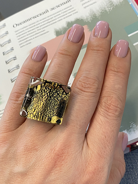 Кольцо Quadro Cold 17 золото/черное ENZO BENZO Италия