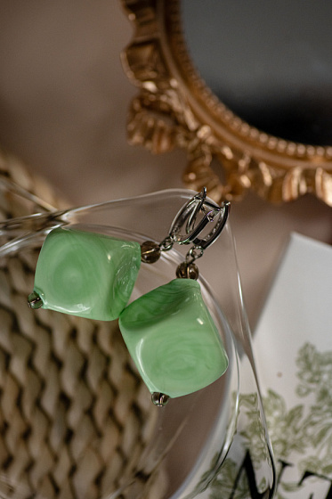 картинка Серьги Rombo салатовый Италия ENZO BENZO ювелирный  магазин Калина являющийся официальным дистрибьютором в России 