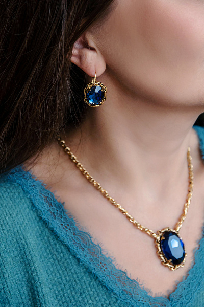 Серьги (Кристалл синий, 3х1,9 см, 12 гр.) Италия Claudio Canzian 002 02 822