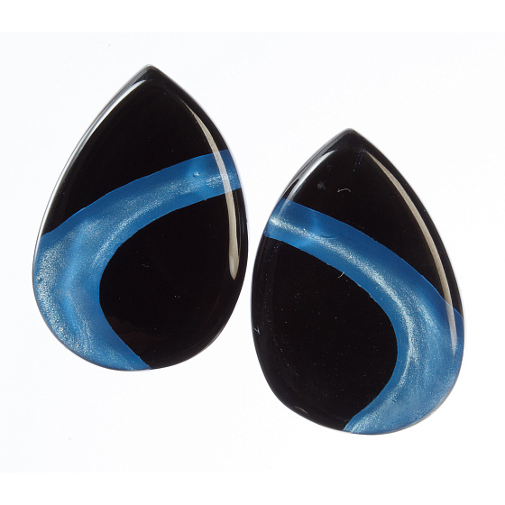 картинка Клипсы JEZEBEL черный-синий,3.4х2.2 см,  Голландия ZSISKA ювелирный  магазин Калина являющийся официальным дистрибьютором в России 