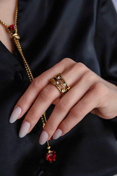 Кольцо Сердца (кристаллы прозрачные, регулируется) Италия Claudio Canzian 002 01 608