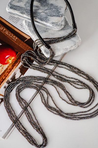 Колье Федерика (Богемское стекло: серо-фиолетовый кожа) Италия Perfetto