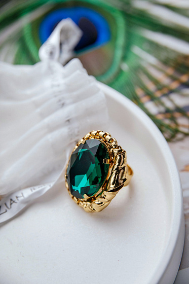 картинка Кольцо зеленый кристалл Италия  Claudio Canzian 002 01 171 ювелирный  магазин Калина являющийся официальным дистрибьютором в России 