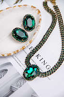 Клипсы (кристаллы зеленые, синие, г/п:золото) Италия Claudio Canzian 002 02 724