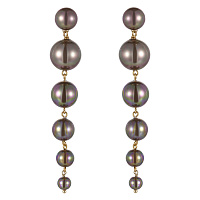 Серьги (майорка коричневый, г/п: золото, 8.2х1.4 см, 20 гр.) Испания Madreperla 020 02 107