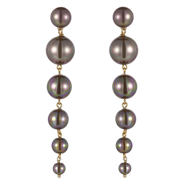 Серьги (майорка коричневый, г/п: золото, 8.2х1.4 см, 20 гр.) Испания Madreperla 020 02 107