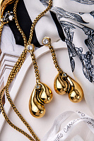 Серьги (кристалл прозрачный, графит, 7.4х2.3 см, 18 гр.) Италия Claudio Canzian 002 02 901