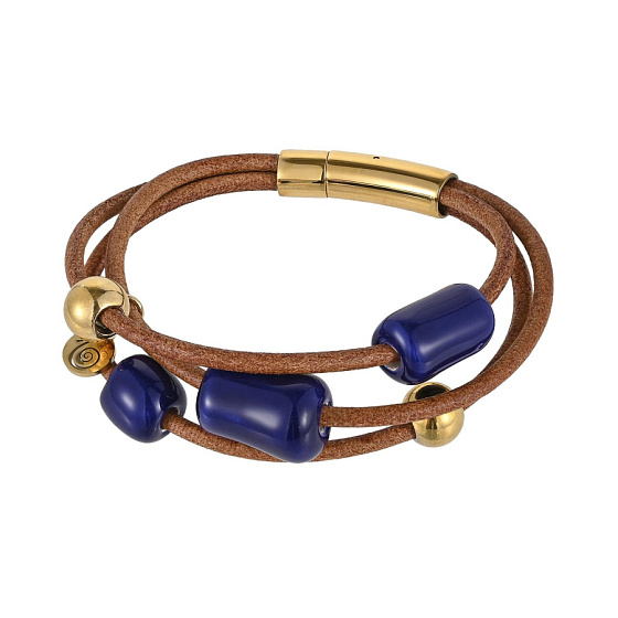 картинка Браслет (керамика синий, г/п: золото, 20 см, 2.5 см) Испания 01904005 Maximilianas ювелирный  магазин Калина являющийся официальным дистрибьютором в России 