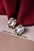 Серьги Allum (кристалл прозр., г/п: золото, регулир., 2х2.8 см ) Греция KV KV25 2-308969GCRYSRAL