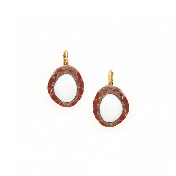 Серьги Milano (яшма,песок,раковина,3 см, г/п: золото) 12-90188 Франция Nature Bijjoux