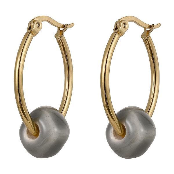 Серьги (керамика серый, г/п: золото, 2.5х2 см, 5 гр.) Испания 01902019 Maximilianas