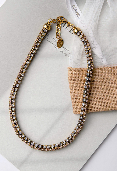 картинка Колье (кристалл персиковый,прозрачный, 49х0,8 см) Италия  Claudio Canzian 002 05 650 ювелирный  магазин Калина являющийся официальным дистрибьютором в России 