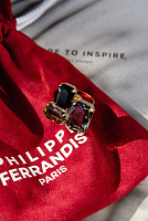 Кольцо (хрусталь, золото 24к, регулируется, 2.7Х2.4 см) Франция Philippe Ferrandis BALEARES