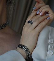 Кольцо Богемия (кристаллы темно-серые, г/п: родий, р.18.5) Uvelina SW00 0041R-014R