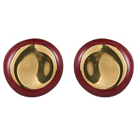 Пусеты (керамика бордо, г/п: золото, 2х2см, 6 гр.) Испания 01902038 Maximilianas