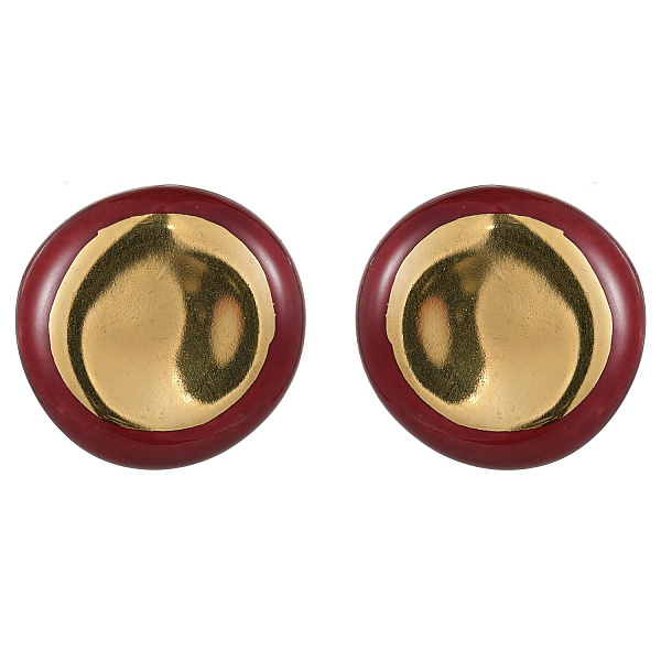 Пусеты (керамика бордо, г/п: золото, 2х2см, 6 гр.) Испания 01902038 Maximilianas