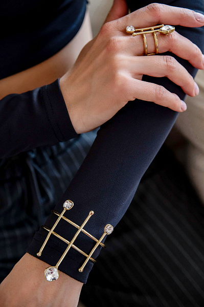 Браслет (кристалл прозрачный 6,7 см, 1х1см, г/п: золото) Греция Kalliope 022 04 018