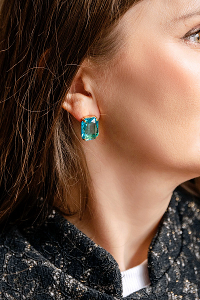 Серьги Леденцы (кристалл бирюзовый, 1,8х1,3 см, 8 гр.) Италия  Claudio Canzian 002 02 584