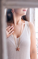 Колье (кристалл розовый, персиковый 3,7х3,2 см, 82 см) Италия Claudio Canzian 002 05 808