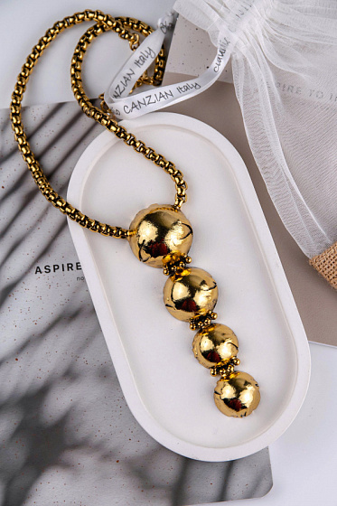 картинка Колье Сферы (г/п: золото, 51х5см, 11.3х3.2 см) Италия Claudio Canzian 002 05 840 ювелирный  магазин Калина являющийся официальным дистрибьютором в России 