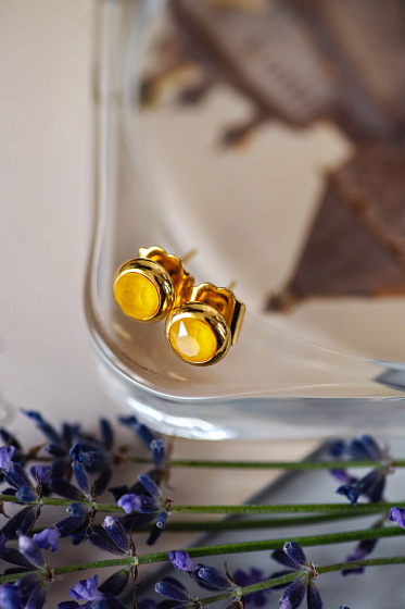 картинка Пусеты (кристалл дынно-желтый) Италия  Claudio Canzian 002 02 297 ювелирный  магазин Калина являющийся официальным дистрибьютором в России 