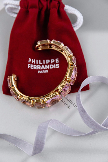 картинка Браслет (хрусталь, золото 24к, регулируется до 18 см, 1.9 см) Франция Philippe Ferrandis BALEARES  ювелирный  магазин Калина являющийся официальным дистрибьютором в России 