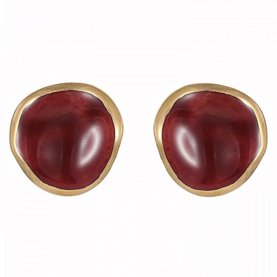 картинка Пусеты (керамика бордо, г/п: золото, 1.5х1.5см, 3 гр.) Испания 01902014 Maximilianas ювелирный  магазин Калина являющийся официальным дистрибьютором в России 