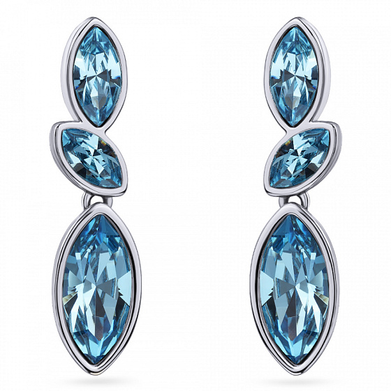 картинка Серьги Эдем (кристаллы аквамарин, г/п: родий) Uvelina SW00 0110R-202E1 ювелирный  магазин Калина являющийся официальным дистрибьютором в России 