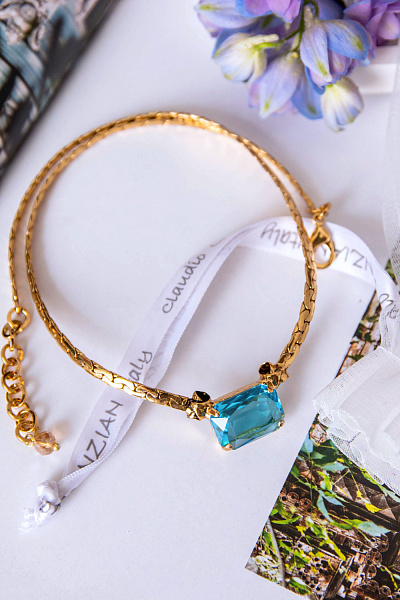 Колье Леденцы (кристалл бирюзовый, 17х12 см, 46 см) Италия Claudio Canzian 002 05 409