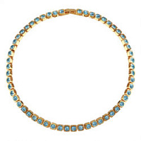 Колье Теннис (кристаллы аквамарин, г/п: золото 4 мм, 36-39 см) Uvelina SW00 0001G-202N