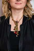 Колье Хромосомы (кристалл красный, графитовый, 48 см, 15,5х3 см) Италия Claudio Canzian 002 05 212