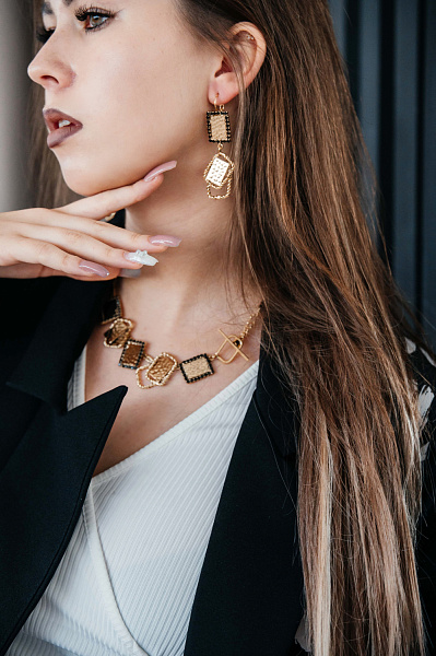 Колье (кристалл черный, 2.5х44 см) Италия Claudio Canzian 002 05 203