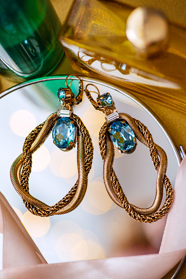 картинка Серьги Жгуты (кристалл голубой, 9х2,7 см, 32 гр.) Италия Claudio Canzian 002 02 021 ювелирный  магазин Калина являющийся официальным дистрибьютором в России 