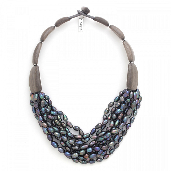 картинка Колье Pebble bea (Жемчуг, эбеновое дерево, 47 см) 15-43610 Франция Nature Bijjoux  ювелирный  магазин Калина являющийся официальным дистрибьютором в России 