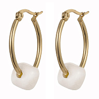 Серьги (керамика бежевый, г/п: золото, 2.5х2 см, 5 гр.) Испания 01902019 Maximilianas