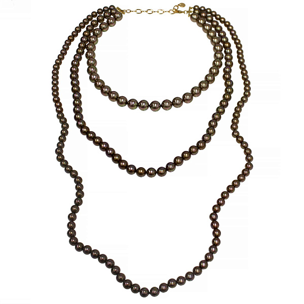 Колье (Майорка, шоколад, г/п: золото, 1,2см, 1 см, 0,7 см) Испания Madreperla 020 05 082