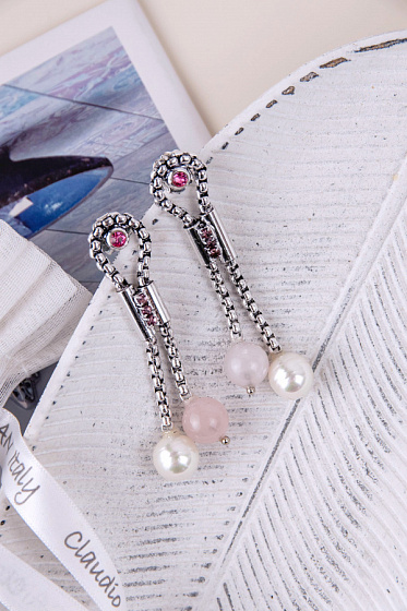 картинка Серьги (кристалл розовый, роз.кварц, майорка) Италия Claudio Canzian 002 02 816 ювелирный  магазин Калина являющийся официальным дистрибьютором в России 