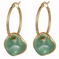 Серьги (керамика зеленый, г/п: золото, 4.2х2.9 см, 9 гр.) Испания 01902013 Maximilianas