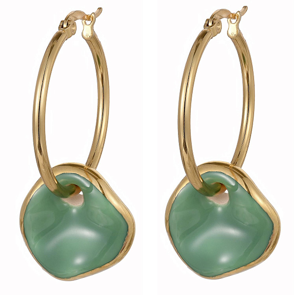 Серьги (керамика зеленый, г/п: золото, 4.2х2.9 см, 9 гр.) Испания 01902013 Maximilianas